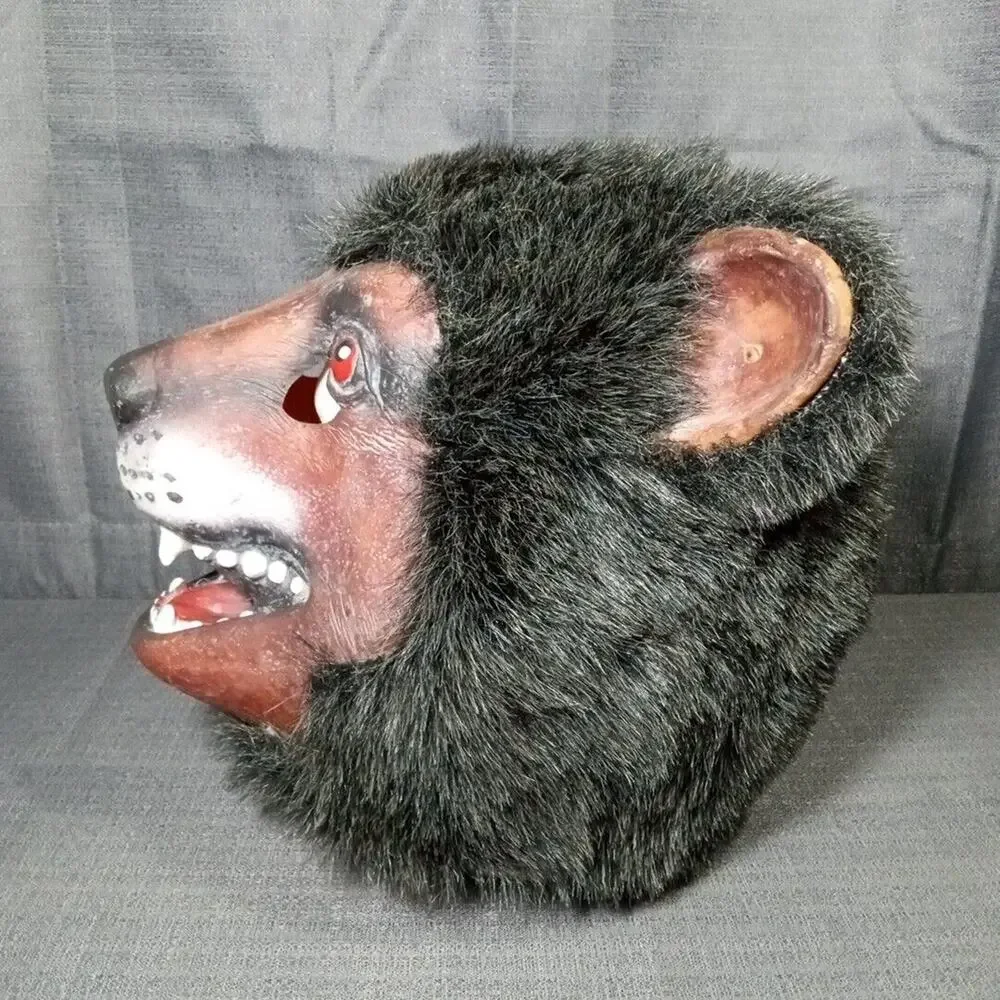 Werewolf Halloween Mask Brown Vintage 90s Wolfman Short Hair Scary LARGE Size